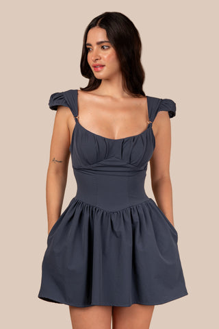 Marseille Convertible Strap Dress Charcoal