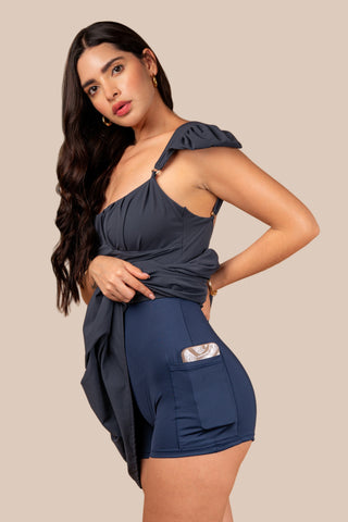 Marseille Convertible Strap Dress Charcoal