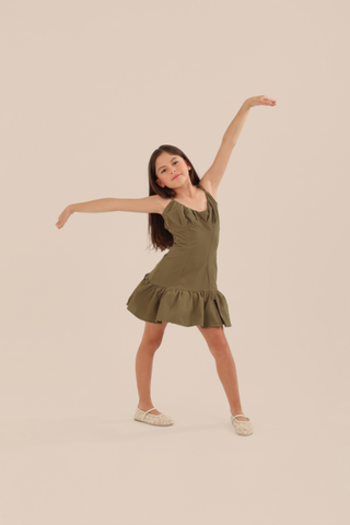Viajerita Girls' Convertible Dress Olive